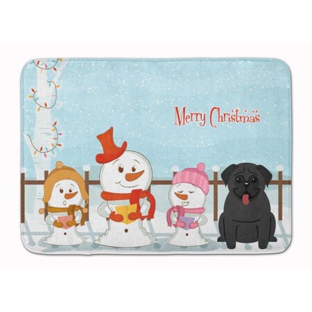 Carolines Treasures Merry Christmas Carolers Pug Black Machine Washable Memory Foam Mat BB2337RUG